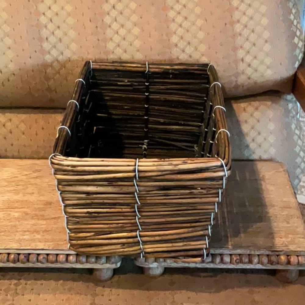 Wicker Basket, Rectangular, Catchall basket, Boho chic - Picture 2 of 11